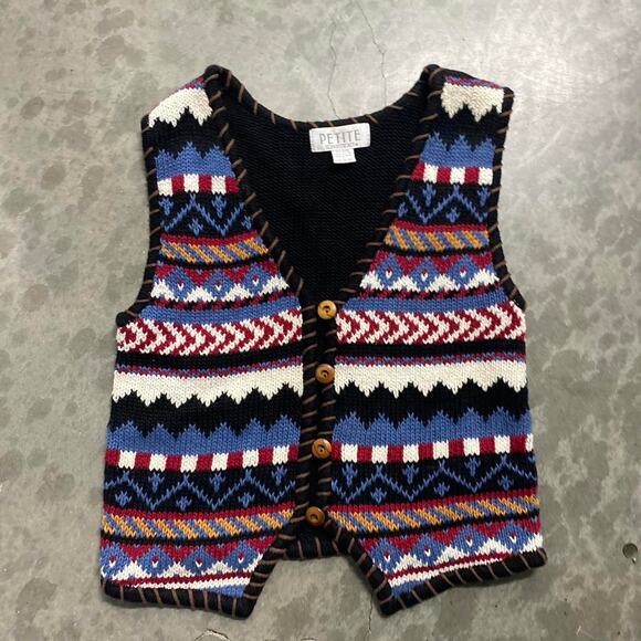 Multicolored red accented knit vest - Picture 1 of 4